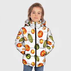 Куртка зимняя для мальчика Разноцветные тыквы - паттерн, цвет: 3D-светло-серый — фото 2
