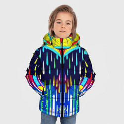 Куртка зимняя для мальчика Два зонтика под дождём - нейросеть, цвет: 3D-красный — фото 2
