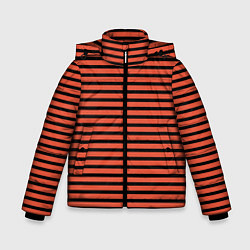 Куртка зимняя для мальчика Полосатый красно-оранжевый и чёрный, цвет: 3D-черный