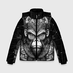 Куртка зимняя для мальчика Кинг Конг король обезьян на фоне созвездия, цвет: 3D-черный