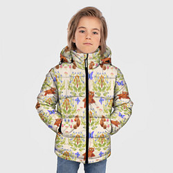 Куртка зимняя для мальчика Сказочный лес бурундук и сова в деревьях, цвет: 3D-черный — фото 2