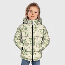 Куртка зимняя для мальчика Веточки с зелеными листьями, цвет: 3D-красный — фото 2