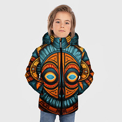Куртка зимняя для мальчика Орнамент в африканском стиле, цвет: 3D-черный — фото 2