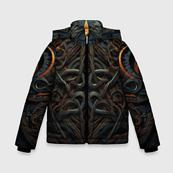 Куртка зимняя для мальчика Орнамент в викинг-стиле, цвет: 3D-черный