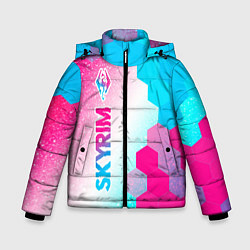Куртка зимняя для мальчика Skyrim neon gradient style: по-вертикали, цвет: 3D-черный