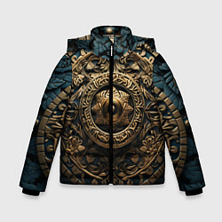 Куртка зимняя для мальчика Орнамент в кельтском стиле, цвет: 3D-черный