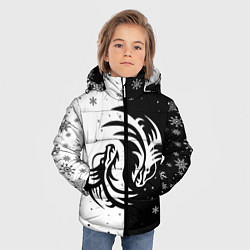 Куртка зимняя для мальчика Инь Янь - Драконы, цвет: 3D-красный — фото 2