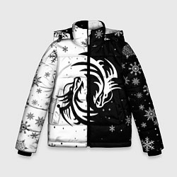 Куртка зимняя для мальчика Инь Янь - Драконы, цвет: 3D-черный