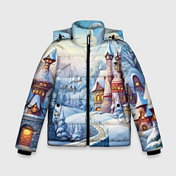 Куртка зимняя для мальчика Новогодний городок, цвет: 3D-светло-серый