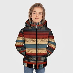 Куртка зимняя для мальчика Этнический принт в полоску, цвет: 3D-черный — фото 2