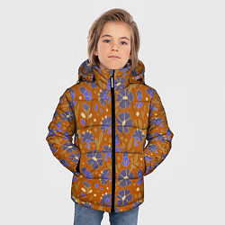 Куртка зимняя для мальчика Цветы в поле коричневый цвет, цвет: 3D-черный — фото 2