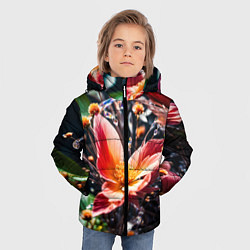 Куртка зимняя для мальчика Красный цветок капли, цвет: 3D-черный — фото 2