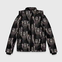 Куртка зимняя для мальчика Коты любят рок-музыку, цвет: 3D-светло-серый