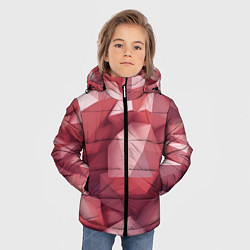 Куртка зимняя для мальчика Розовые полигоны, цвет: 3D-светло-серый — фото 2