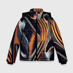 Куртка зимняя для мальчика Слияние красок оранжевого и чёрного абстракция, цвет: 3D-красный
