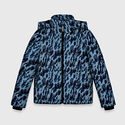 Куртка зимняя для мальчика Размытый пятнистый синий, цвет: 3D-черный