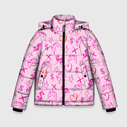 Куртка зимняя для мальчика Паттерн - розовые граффити, цвет: 3D-светло-серый