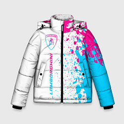 Зимняя куртка для мальчика Lamborghini neon gradient style по-вертикали