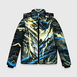 Куртка зимняя для мальчика Киберпанк адский скелет синий, цвет: 3D-черный