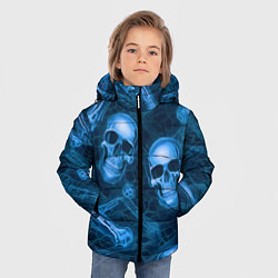 Куртка зимняя для мальчика Синие черепа и кости, цвет: 3D-светло-серый — фото 2