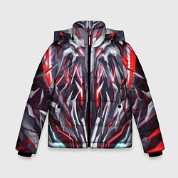 Куртка зимняя для мальчика Красная киберпанк броня, цвет: 3D-светло-серый