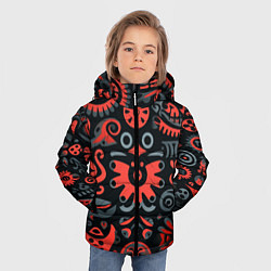 Куртка зимняя для мальчика Красно-черный узор в славянском стиле, цвет: 3D-светло-серый — фото 2