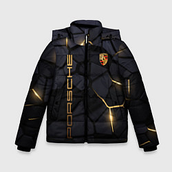 Куртка зимняя для мальчика Porsche - плиты с эффектом свечения, цвет: 3D-черный