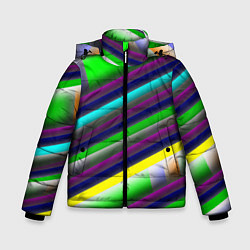 Куртка зимняя для мальчика Размытые абстрактные полосы, цвет: 3D-черный