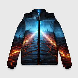 Куртка зимняя для мальчика Разломленная дорога, цвет: 3D-светло-серый
