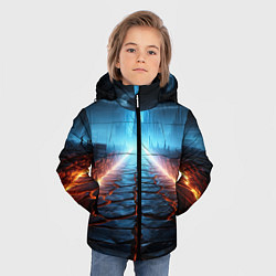 Куртка зимняя для мальчика Разломленная дорога, цвет: 3D-светло-серый — фото 2