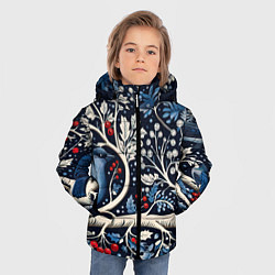 Куртка зимняя для мальчика Новогодние снегири на ветках, цвет: 3D-черный — фото 2