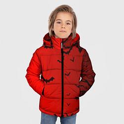 Куртка зимняя для мальчика Летучие мыши на красном фоне, цвет: 3D-красный — фото 2