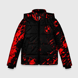 Куртка зимняя для мальчика BMW красные краски на чёрном, цвет: 3D-черный