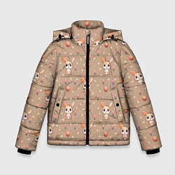 Куртка зимняя для мальчика Паттерн с зайчиками, цвет: 3D-черный