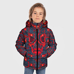 Куртка зимняя для мальчика Красная неоновая сеть, цвет: 3D-светло-серый — фото 2