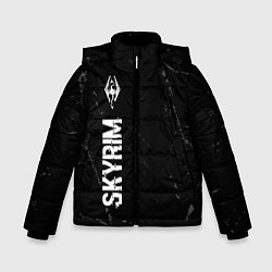 Зимняя куртка для мальчика Skyrim glitch на темном фоне по-вертикали