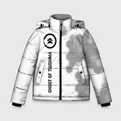 Куртка зимняя для мальчика Ghost of Tsushima glitch на светлом фоне по-вертик, цвет: 3D-черный