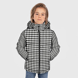 Куртка зимняя для мальчика Чёрно-белый ромб классика, цвет: 3D-черный — фото 2