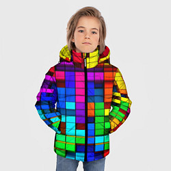 Куртка зимняя для мальчика Радужный кубизм, цвет: 3D-красный — фото 2