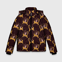 Куртка зимняя для мальчика Крылатый леопардовый кот, цвет: 3D-светло-серый