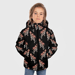 Куртка зимняя для мальчика Леопард в орхидеях, цвет: 3D-черный — фото 2