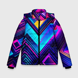 Куртка зимняя для мальчика Геометрическая неоновая абстракция, цвет: 3D-черный