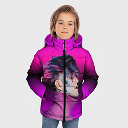 Куртка зимняя для мальчика Lil Peep фиолетовый лук, цвет: 3D-черный — фото 2