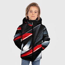 Куртка зимняя для мальчика Red black abstract, цвет: 3D-черный — фото 2