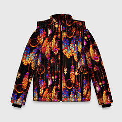 Куртка зимняя для мальчика Ловцы снов с яркими перьями, цвет: 3D-красный