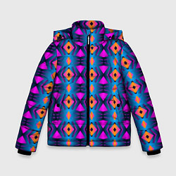 Куртка зимняя для мальчика Неоновый объёмный узор, цвет: 3D-черный