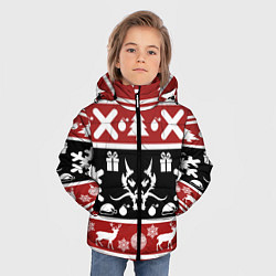 Куртка зимняя для мальчика Новогодний дракон и олени, цвет: 3D-черный — фото 2