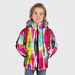 Куртка зимняя для мальчика Атласная ткань узбекского народа - икат, цвет: 3D-светло-серый — фото 2