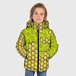 Куртка зимняя для мальчика Жёлтая энерго-броня из шестиугольников, цвет: 3D-светло-серый — фото 2