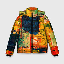 Куртка зимняя для мальчика Арт стиль красками, цвет: 3D-черный